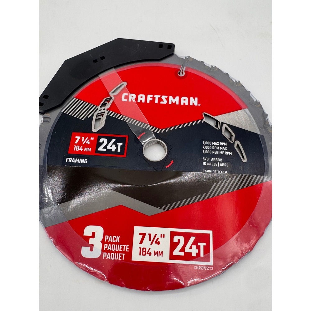 Craftsman 7-1/4-in 24T Carbide Framing Circular Saw Blades 3-Pack CMAS3725243